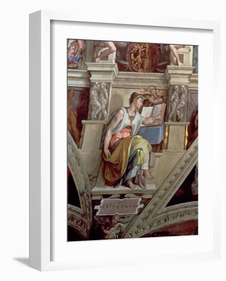 Sistine Chapel Ceiling: Eritrean Sibyl, 1510-Michelangelo Buonarroti-Framed Giclee Print