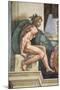 Sistine Chapel Ceiling, Female Nude-Michelangelo Buonarroti-Mounted Art Print