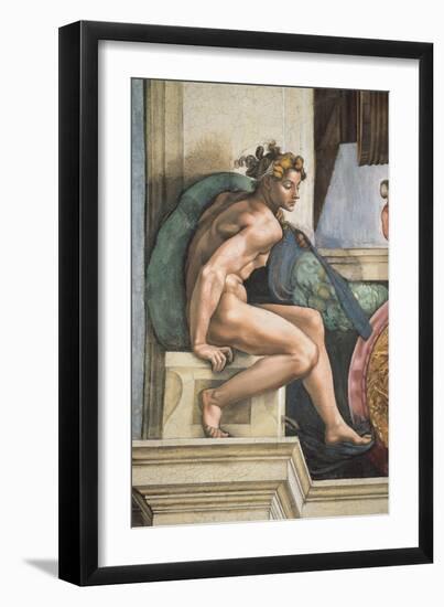 Sistine Chapel Ceiling, Female Nude-Michelangelo Buonarroti-Framed Art Print