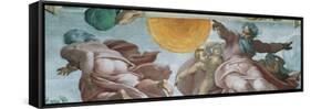 Sistine Chapel Ceiling, God Creating Sun and Moon-Michelangelo Buonarroti-Framed Stretched Canvas