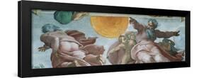 Sistine Chapel Ceiling, God Creating Sun and Moon-Michelangelo Buonarroti-Framed Art Print