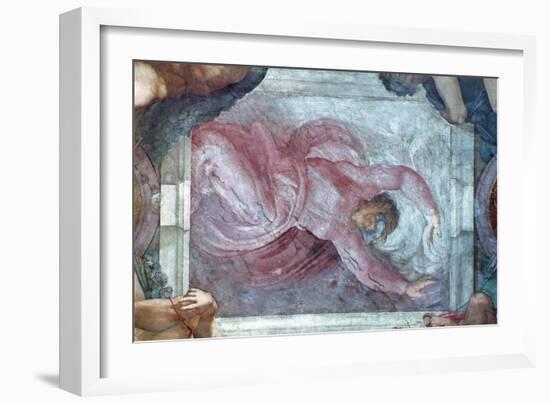 Sistine Chapel Ceiling, God Dividing Light from Darkness-Michelangelo Buonarroti-Framed Giclee Print