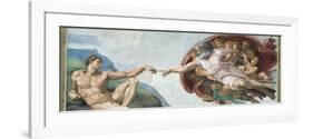 Sistine Chapel Ceiling, God to uches Adam with His Finger-Michelangelo Buonarroti-Framed Art Print