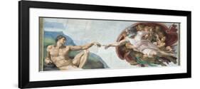 Sistine Chapel Ceiling, God to uches Adam with His Finger-Michelangelo Buonarroti-Framed Art Print