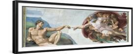 Sistine Chapel Ceiling, God to uches Adam with His Finger-Michelangelo Buonarroti-Framed Premium Giclee Print