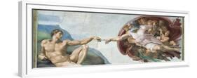 Sistine Chapel Ceiling, God to uches Adam with His Finger-Michelangelo Buonarroti-Framed Premium Giclee Print