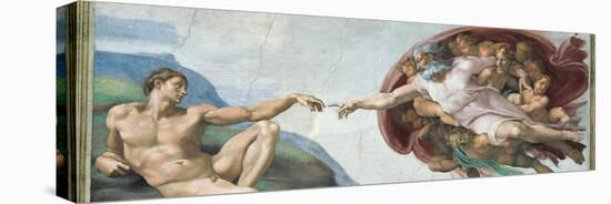 Sistine Chapel Ceiling, God to uches Adam with His Finger-Michelangelo Buonarroti-Stretched Canvas