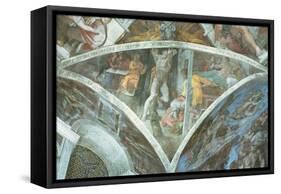 Sistine Chapel Ceiling: Haman (Spandrel) (Pre Restoration)-Michelangelo Buonarroti-Framed Stretched Canvas