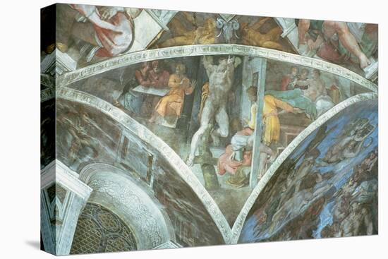 Sistine Chapel Ceiling: Haman (Spandrel) (Pre Restoration)-Michelangelo Buonarroti-Stretched Canvas