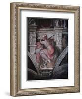Sistine Chapel Ceiling: Libyan Sibyl, C.1508-10 (Fresco)-Michelangelo Buonarroti-Framed Giclee Print