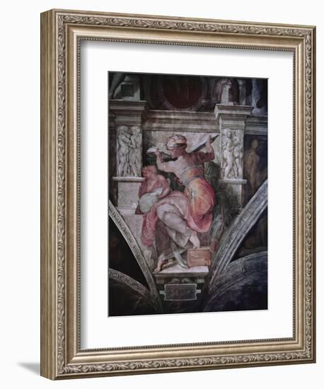 Sistine Chapel Ceiling: Libyan Sibyl, C.1508-10 (Fresco)-Michelangelo Buonarroti-Framed Giclee Print