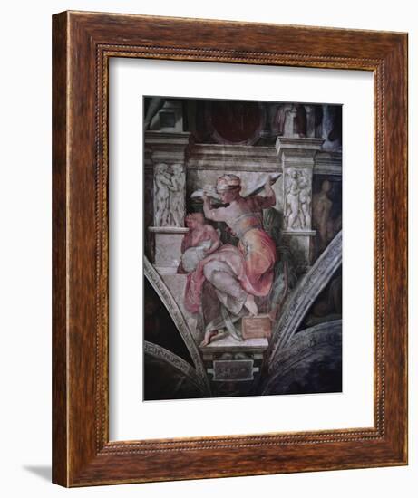 Sistine Chapel Ceiling: Libyan Sibyl, C.1508-10 (Fresco)-Michelangelo Buonarroti-Framed Giclee Print