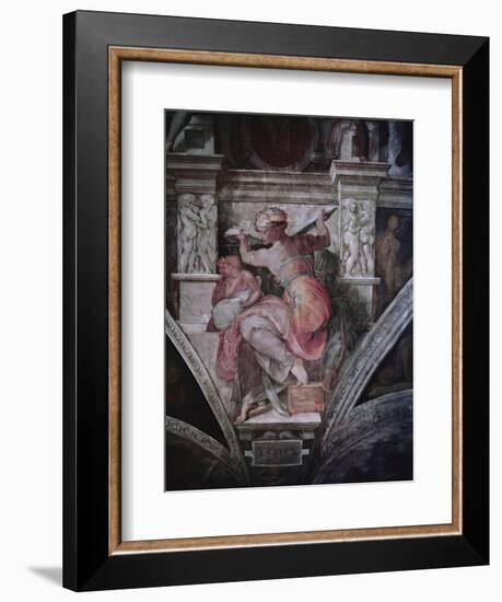 Sistine Chapel Ceiling: Libyan Sibyl, C.1508-10 (Fresco)-Michelangelo Buonarroti-Framed Giclee Print