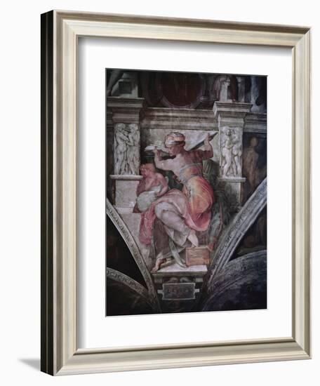 Sistine Chapel Ceiling: Libyan Sibyl, C.1508-10 (Fresco)-Michelangelo Buonarroti-Framed Giclee Print