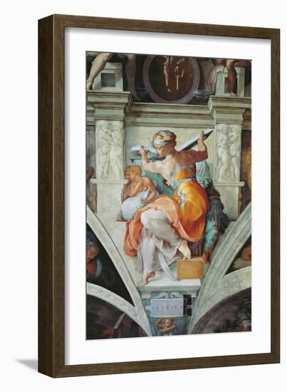 Sistine Chapel Ceiling, Libyan Sybil-Michelangelo Buonarroti-Framed Art Print