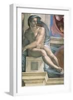 Sistine Chapel Ceiling, Male Nude-Michelangelo Buonarroti-Framed Art Print