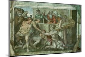 Sistine Chapel Ceiling: Noah after the Flood (Pre Restoration)-Michelangelo Buonarroti-Mounted Giclee Print