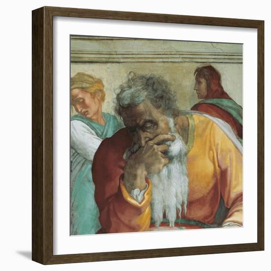 Sistine Chapel Ceiling, Prophet Jeremiah-Michelangelo Buonarroti-Framed Art Print