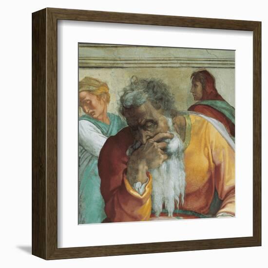 Sistine Chapel Ceiling, Prophet Jeremiah-Michelangelo Buonarroti-Framed Art Print