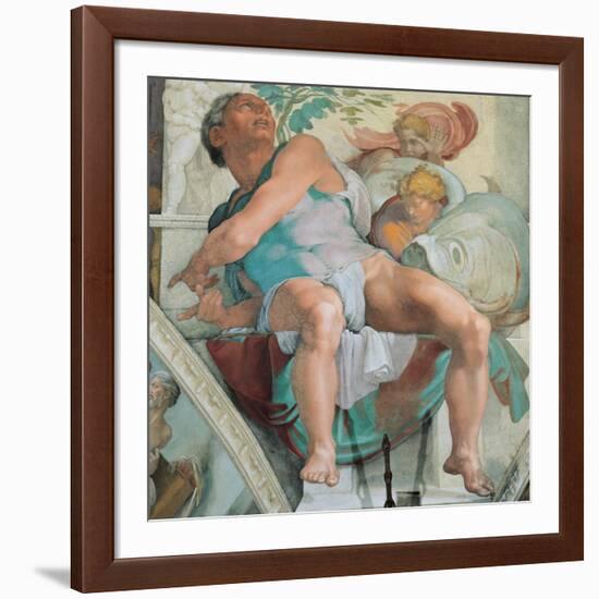 Sistine Chapel Ceiling, Prophet Jonah-Michelangelo Buonarroti-Framed Art Print