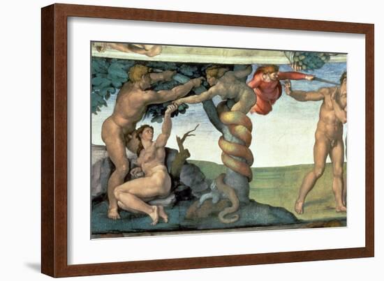 Sistine Chapel Ceiling : the Fall of Man, 1510-Michelangelo Buonarroti-Framed Giclee Print