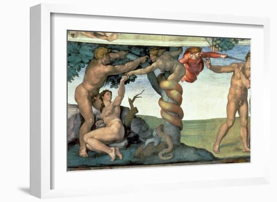 Sistine Chapel Ceiling : the Fall of Man, 1510-Michelangelo Buonarroti-Framed Giclee Print