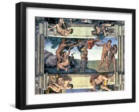 Sistine Chapel Ceiling: the Fall of Man and the Expulsion from the Garden of Eden-Michelangelo Buonarroti-Framed Giclee Print