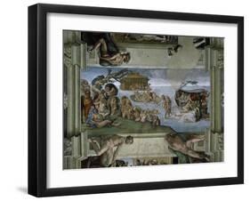 Sistine Chapel Ceiling: the Flood, 1508-12-Michelangelo Buonarroti-Framed Giclee Print