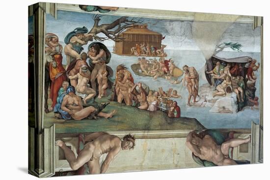 Sistine Chapel Ceiling, the Flood and Noah's Ark-Michelangelo Buonarroti-Stretched Canvas