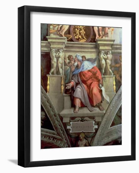 Sistine Chapel Ceiling: the Prophet Ezekiel, 1510-Michelangelo Buonarroti-Framed Giclee Print