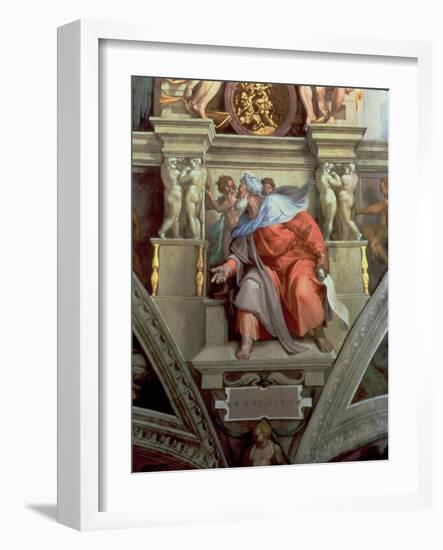 Sistine Chapel Ceiling: the Prophet Ezekiel, 1510-Michelangelo Buonarroti-Framed Giclee Print