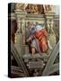 Sistine Chapel Ceiling: the Prophet Ezekiel, 1510-Michelangelo Buonarroti-Stretched Canvas