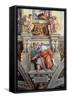 Sistine Chapel Ceiling: the Prophet Ezekiel, 1510-Michelangelo Buonarroti-Framed Stretched Canvas