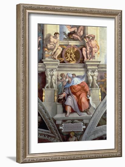 Sistine Chapel Ceiling: the Prophet Ezekiel, 1510-Michelangelo Buonarroti-Framed Giclee Print