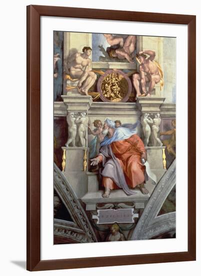 Sistine Chapel Ceiling: the Prophet Ezekiel, 1510-Michelangelo Buonarroti-Framed Giclee Print