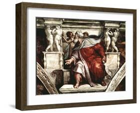 Sistine Chapel Ceiling: The Prophet Ezekiel, 1510-Michelangelo Buonarroti-Framed Giclee Print