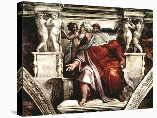 Sistine Chapel Ceiling: The Prophet Ezekiel, 1510-Michelangelo Buonarroti-Stretched Canvas