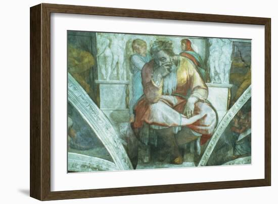 Sistine Chapel Ceiling: the Prophet Jeremiah (Pre Resoration)-Michelangelo Buonarroti-Framed Giclee Print