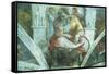 Sistine Chapel Ceiling: the Prophet Jeremiah (Pre Resoration)-Michelangelo Buonarroti-Framed Stretched Canvas