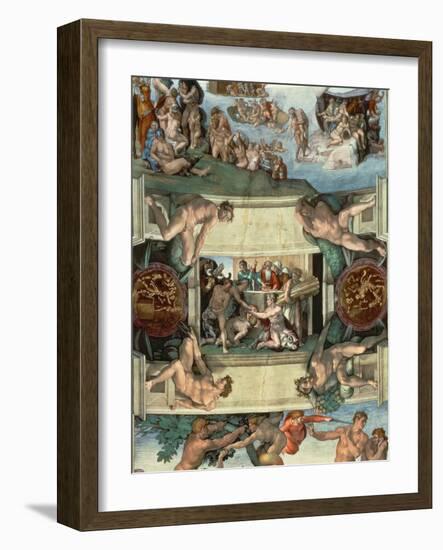 Sistine Chapel Ceiling : the Sacrifice of Noah, 1508-10-Michelangelo Buonarroti-Framed Giclee Print