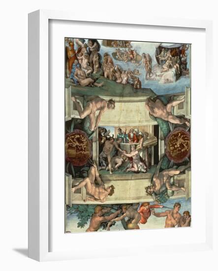 Sistine Chapel Ceiling : the Sacrifice of Noah, 1508-10-Michelangelo Buonarroti-Framed Giclee Print