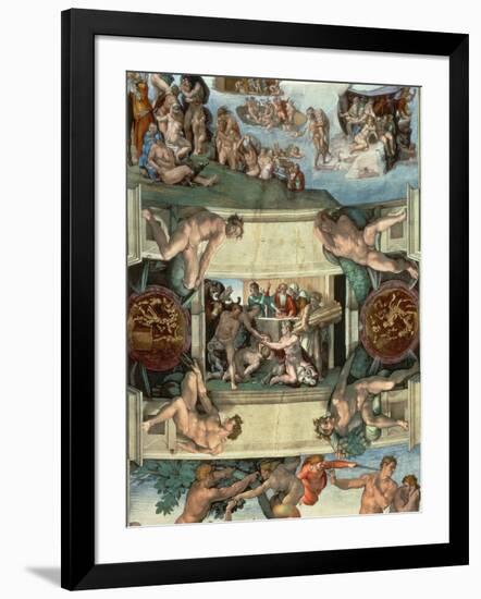 Sistine Chapel Ceiling : the Sacrifice of Noah, 1508-10-Michelangelo Buonarroti-Framed Premium Giclee Print