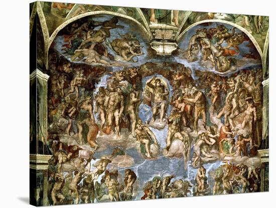 Sistine Chapel: the Last Judgement, 1538-41-Michelangelo Buonarroti-Stretched Canvas