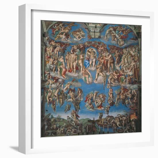 Sistine Chapel, the Last Judgment (Entire View)-Michelangelo Buonarroti-Framed Art Print