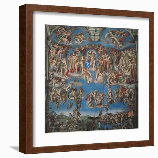 Sistine Chapel, the Last Judgment (Entire View)-Michelangelo Buonarroti-Framed Art Print