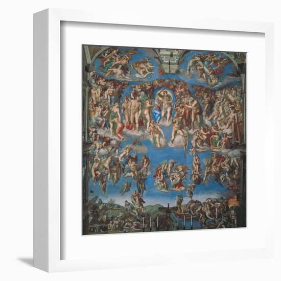 Sistine Chapel, the Last Judgment (Entire View)-Michelangelo Buonarroti-Framed Art Print