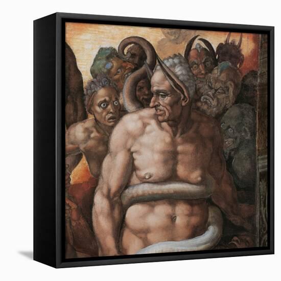 Sistine Chapel, the Last Judgment. Minos, Judge of Hell-Michelangelo Buonarroti-Framed Stretched Canvas