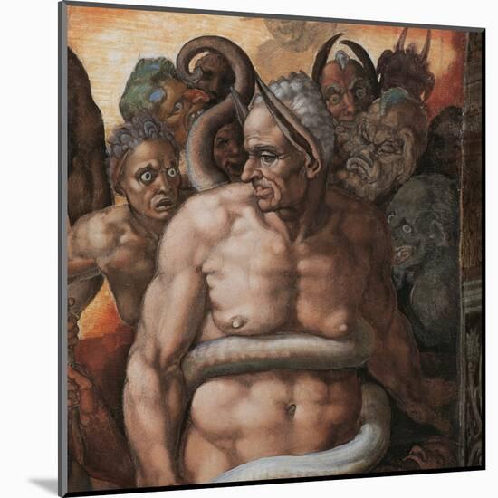 Sistine Chapel, the Last Judgment. Minos, Judge of Hell-Michelangelo Buonarroti-Mounted Art Print