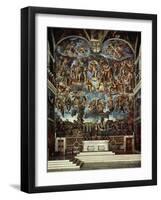 Sistine Chapel with the Retable of the Last Judgement (Fall of the Damned)-Michelangelo Buonarroti-Framed Giclee Print
