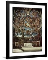 Sistine Chapel with the Retable of the Last Judgement (Fall of the Damned)-Michelangelo Buonarroti-Framed Giclee Print